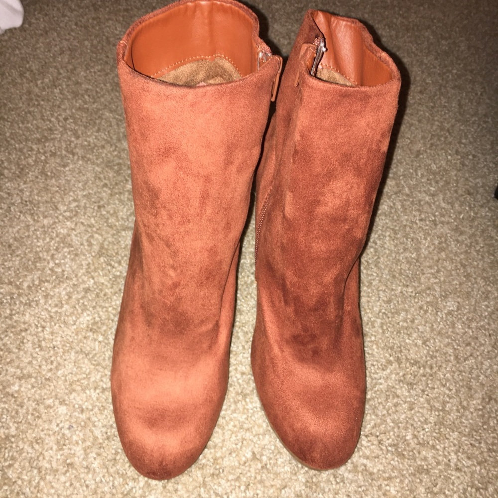 Rust colored high heel boots
